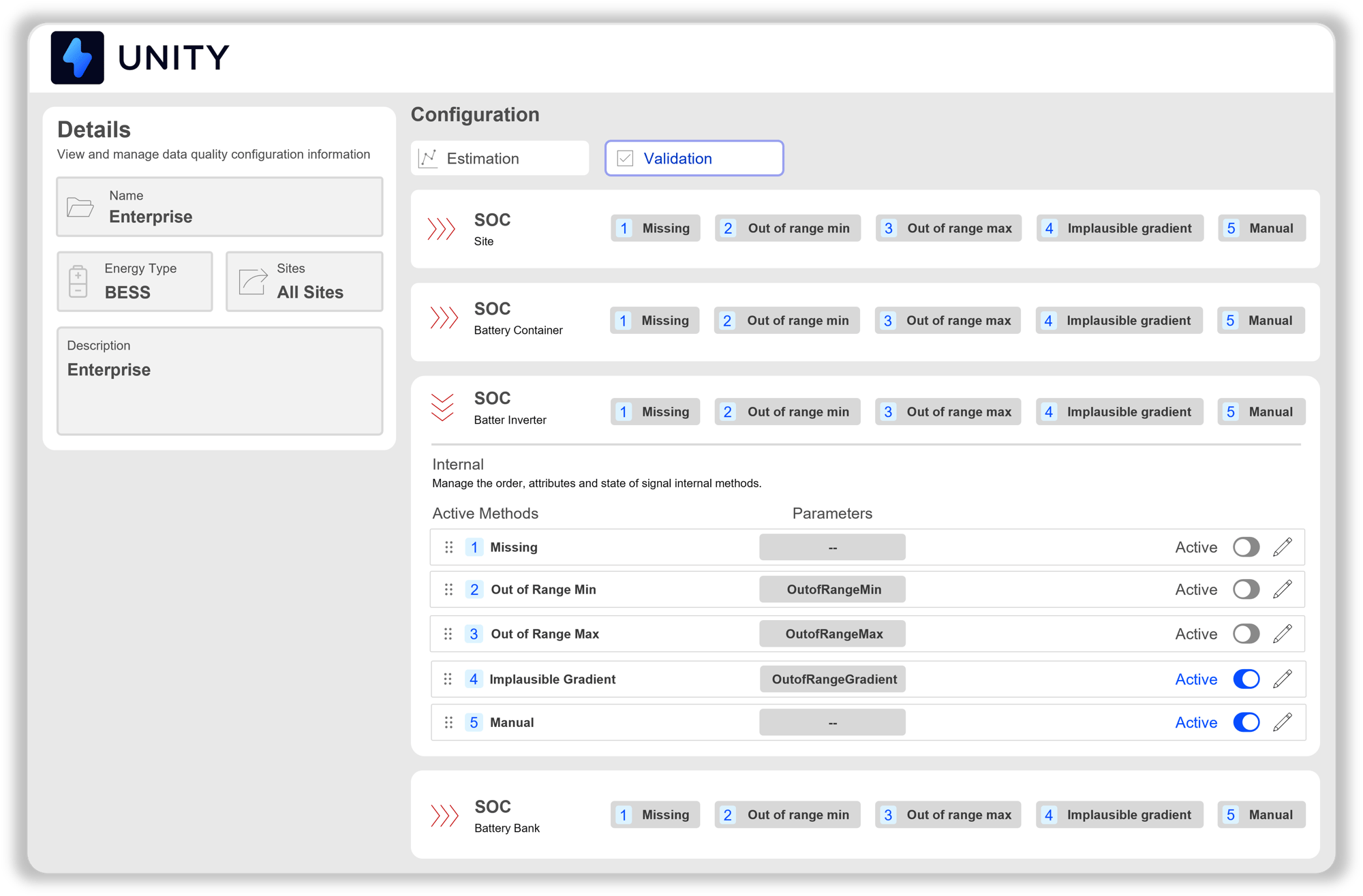 Power Factors Data Integrity Software Screen